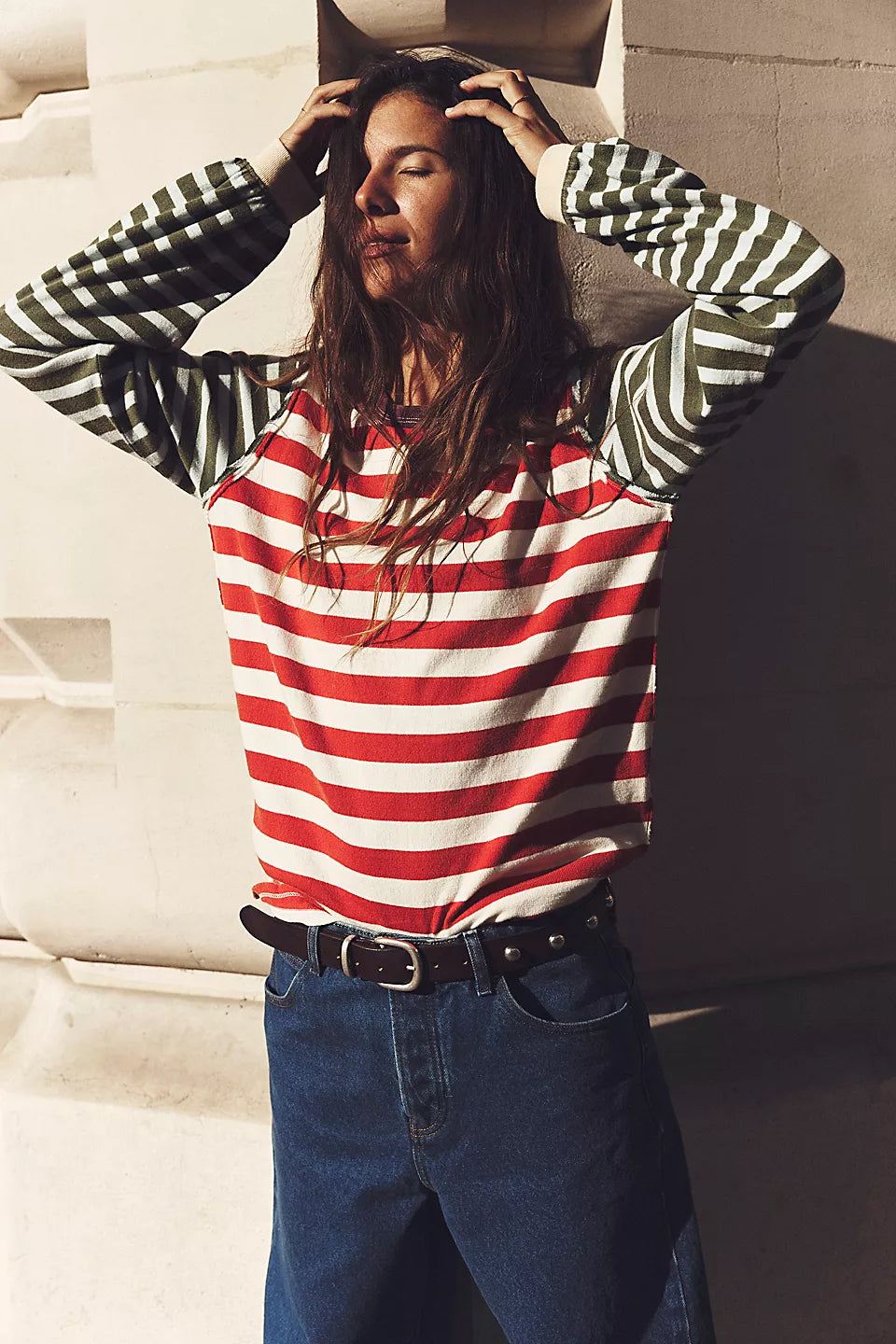 Free People Sawyer Stripe Tee - KELP - Sun Diego Boardshop