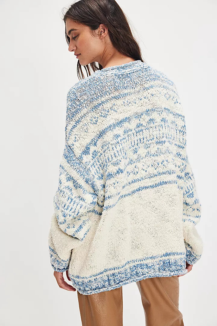 Free People Dani Pattern Sweater - Cloud Combo