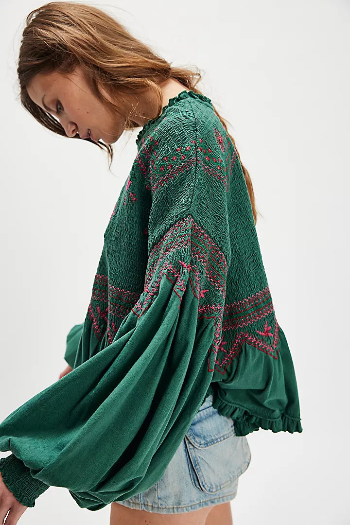 Free People Holly Long Sleeve Knit Top - Eggnog Combo