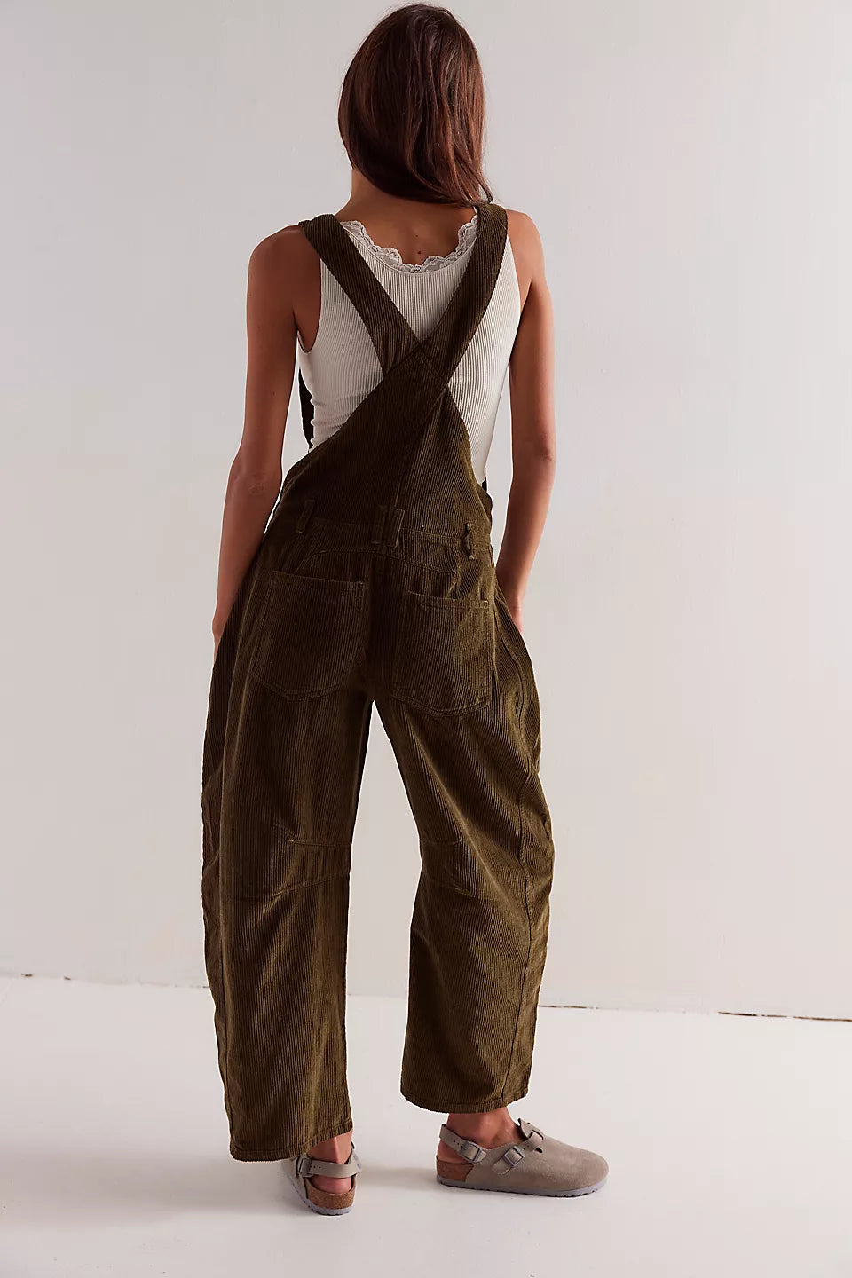 Free People We The Free Good Luck Cord Overalls - FIR GREEN - Sun Diego Boardshop