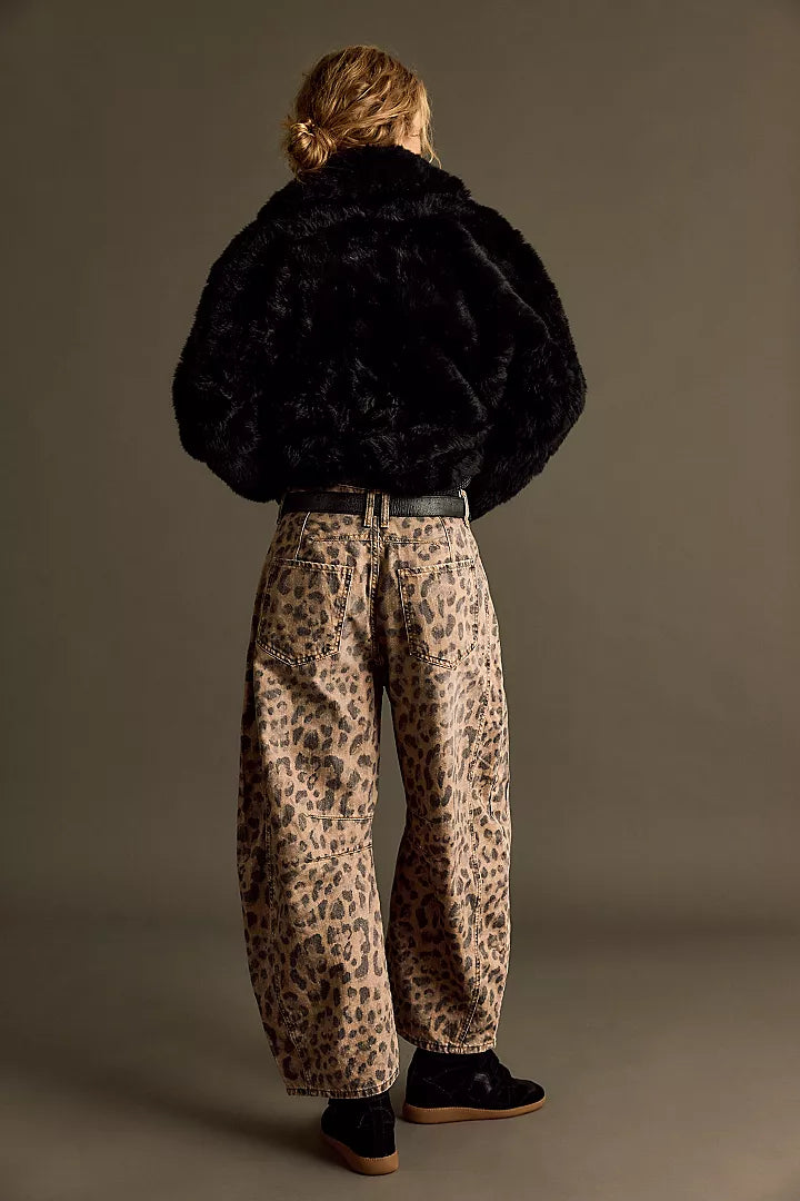 Free People We The Free Good Luck Printed Barrel Jeans - Brown Sugar Combo - Sun Diego Boardshop