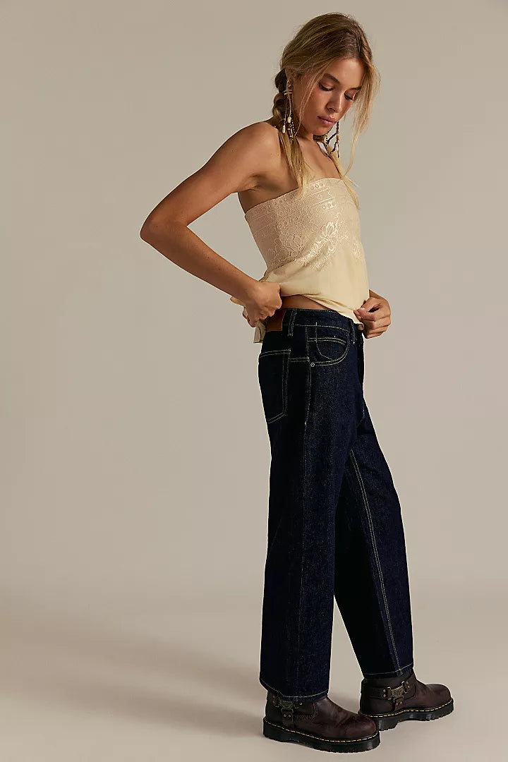 Free People Deep Trance Dropped Boyfriend Jeans - Rinse