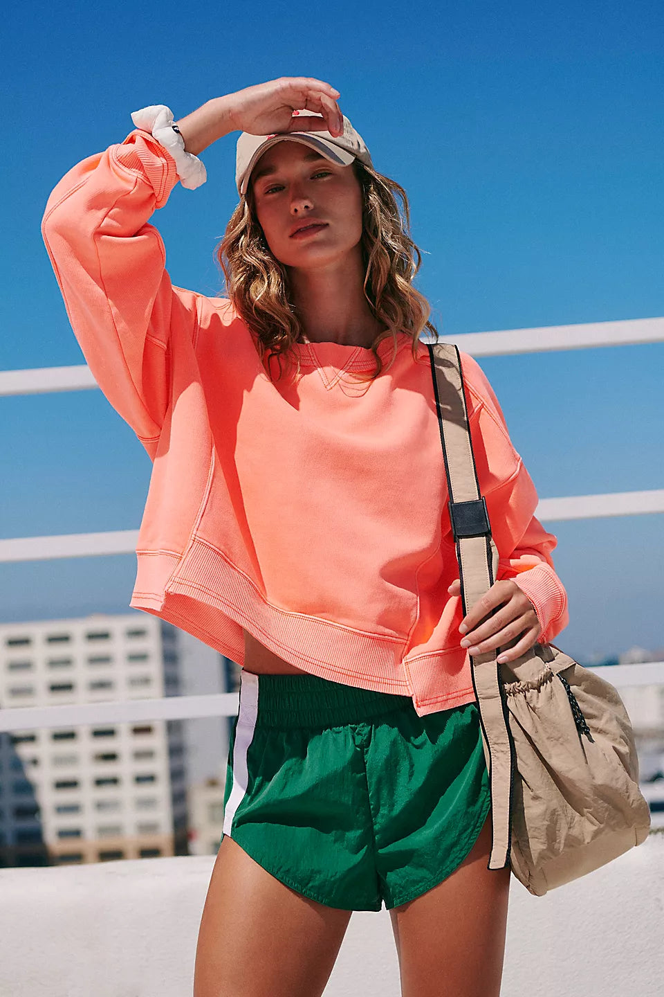 Free People Intercept Pullover - NEON CORAL - Sun Diego Boardshop