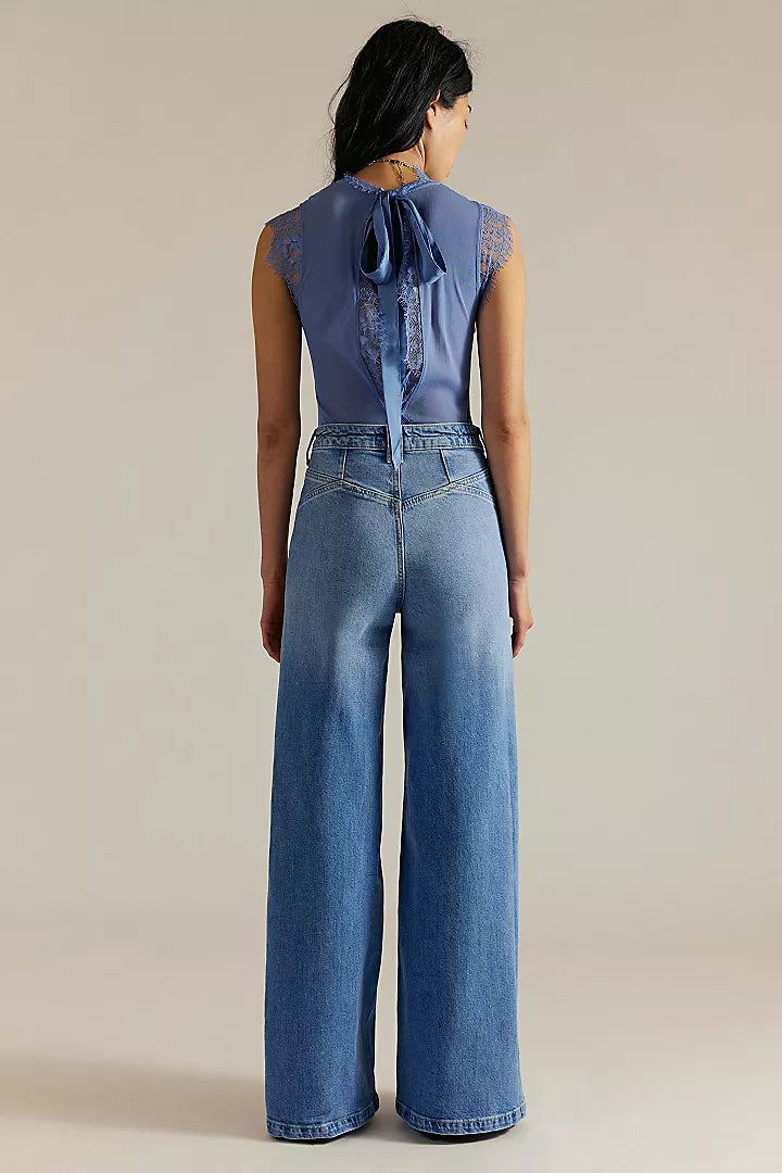 Free People We The Free Kellee High-Rise Palazzo Jeans - Plaza Blue - Sun Diego Boardshop