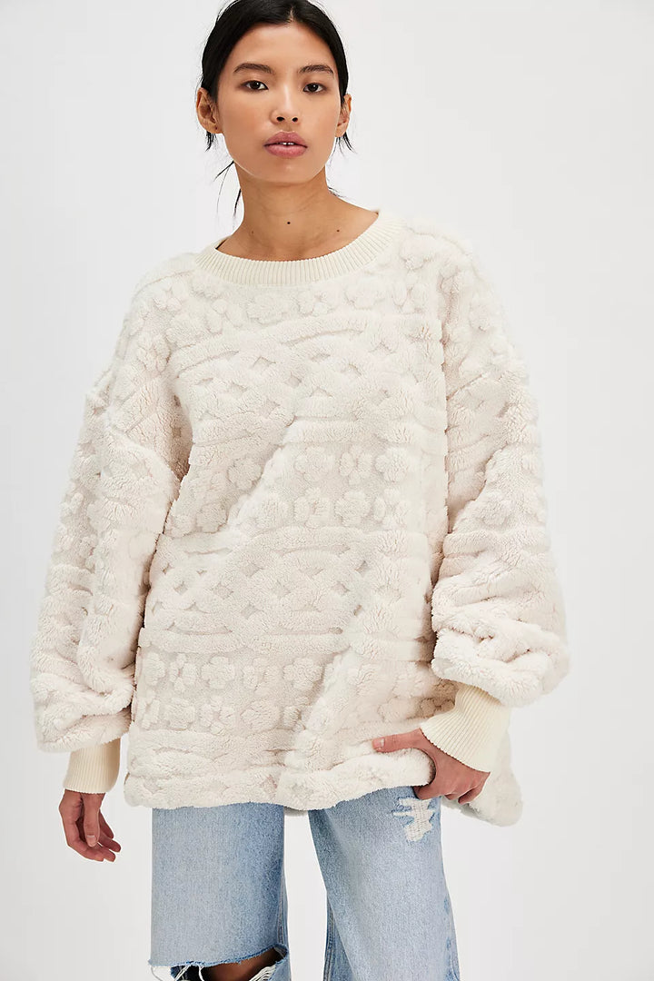 Free People Cable Knit Sweatshirt - IVORY COMBO - Sun Diego Boardshop