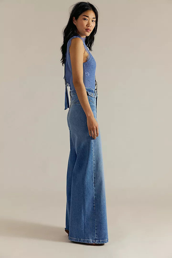 Free People We The Free Kellee High-Rise Palazzo Jeans - Plaza Blue - Sun Diego Boardshop