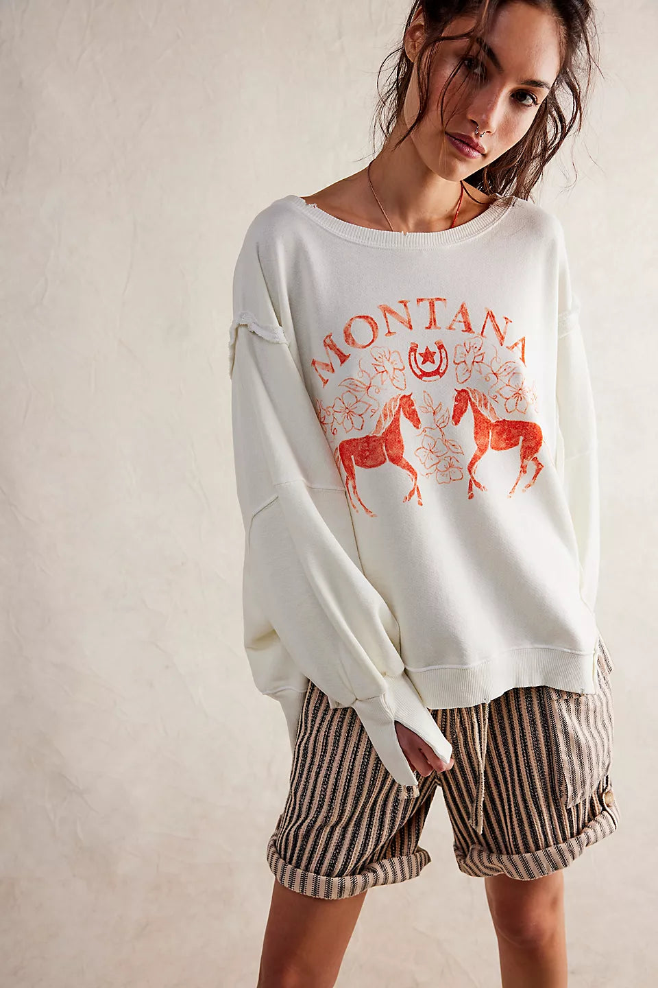 Free People We The Free Graphic Camden Pullover - COCONUT COMBO MONTANA - Sun Diego Boardshop