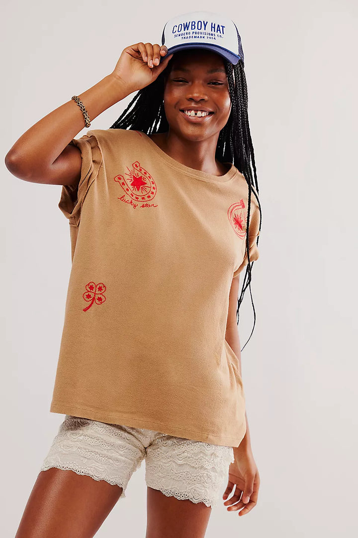 Free People We The Free Horsin' Around Tee - BROWN COMBO HORSESHOE - Sun Diego Boardshop