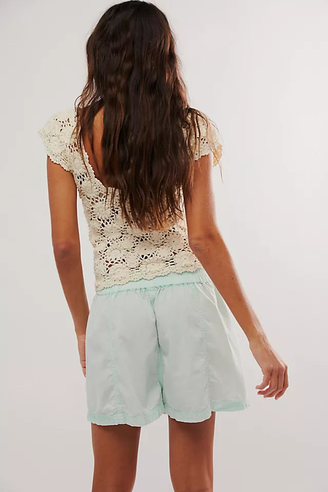 Free People Get Free Poplin Pull-On Shorts - Mineral Sea - Sun Diego Boardshop