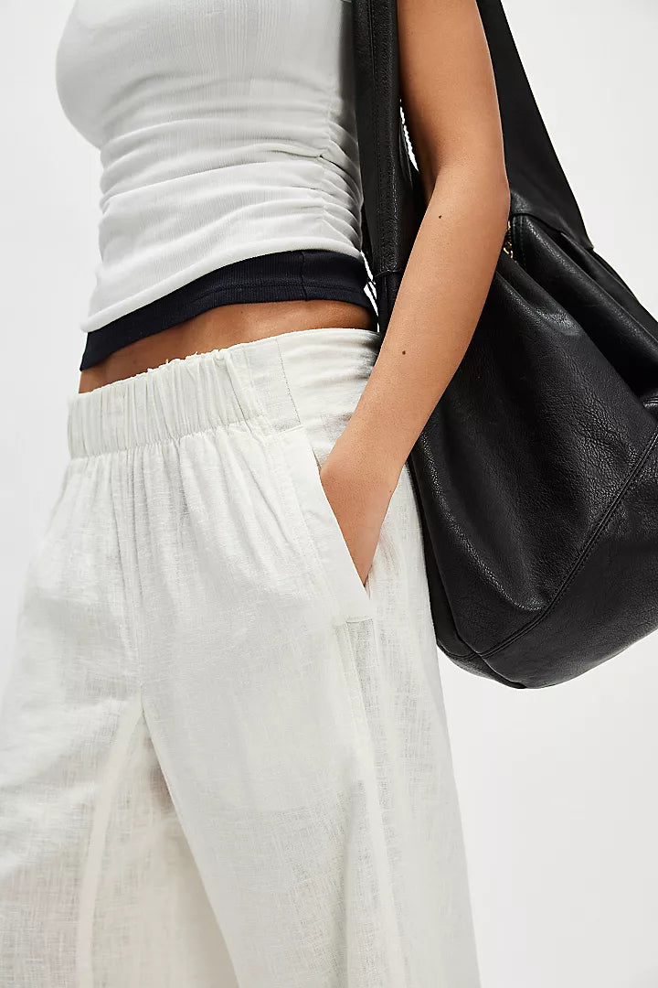 Free People Day'S End Linen Pull-On Pants - Ivory - Sun Diego Boardshop