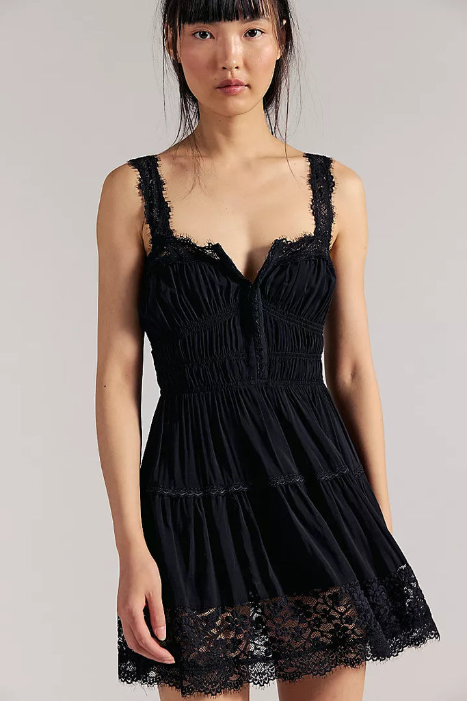 Free People So In Love Mini Slip In Black
