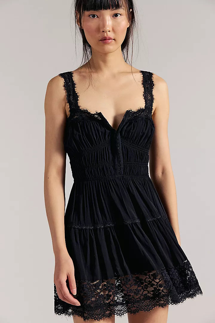 Free People So In Love Mini Slip In Black