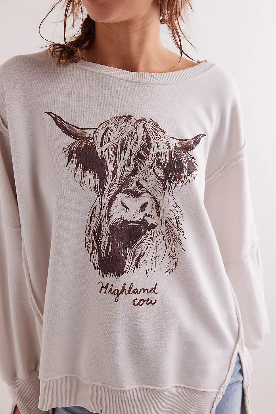 Free People We The Free Graphic Camden Pullover - Highland Cow Combo - Sun Diego Boardshop