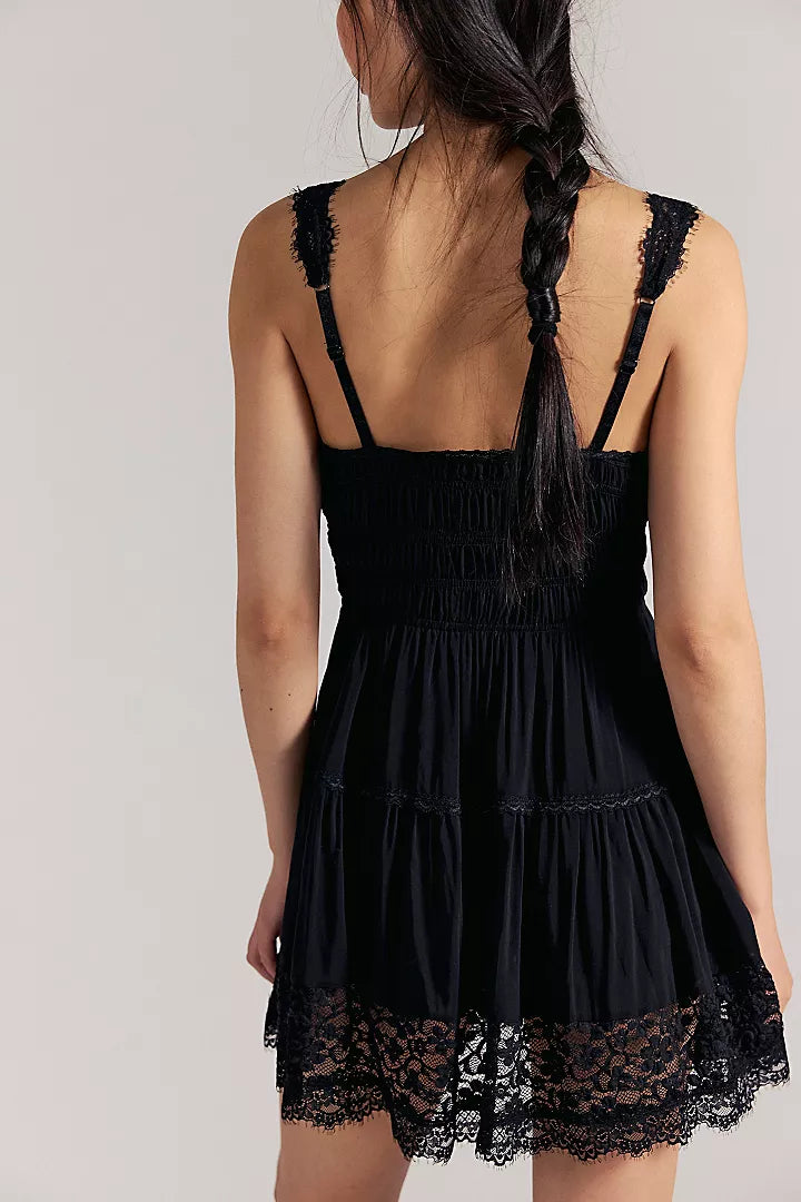 Free People So In Love Mini Slip In Black