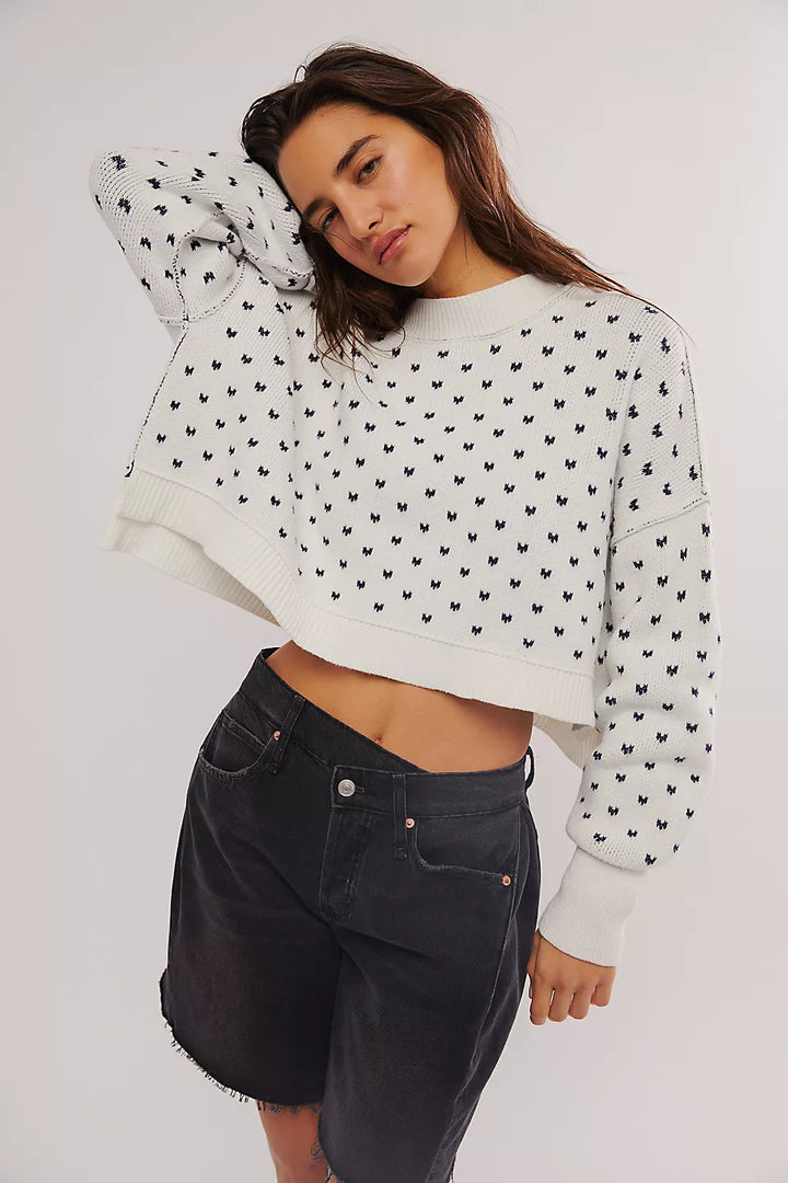 Free People Easy Street Patterned Crop - WHITE NAVY COMBO - Sun Diego Boardshop