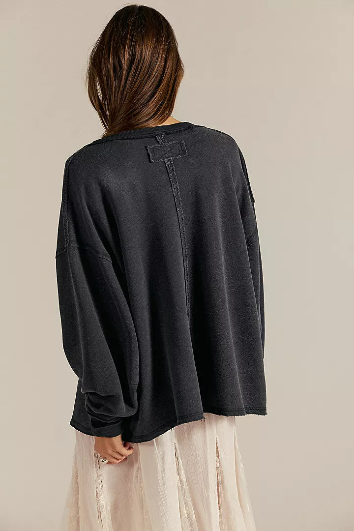 Free People We The Free Venice V-Neck Graphic Sweatshirt - Black Bird Combo - Sun Diego Boardshop