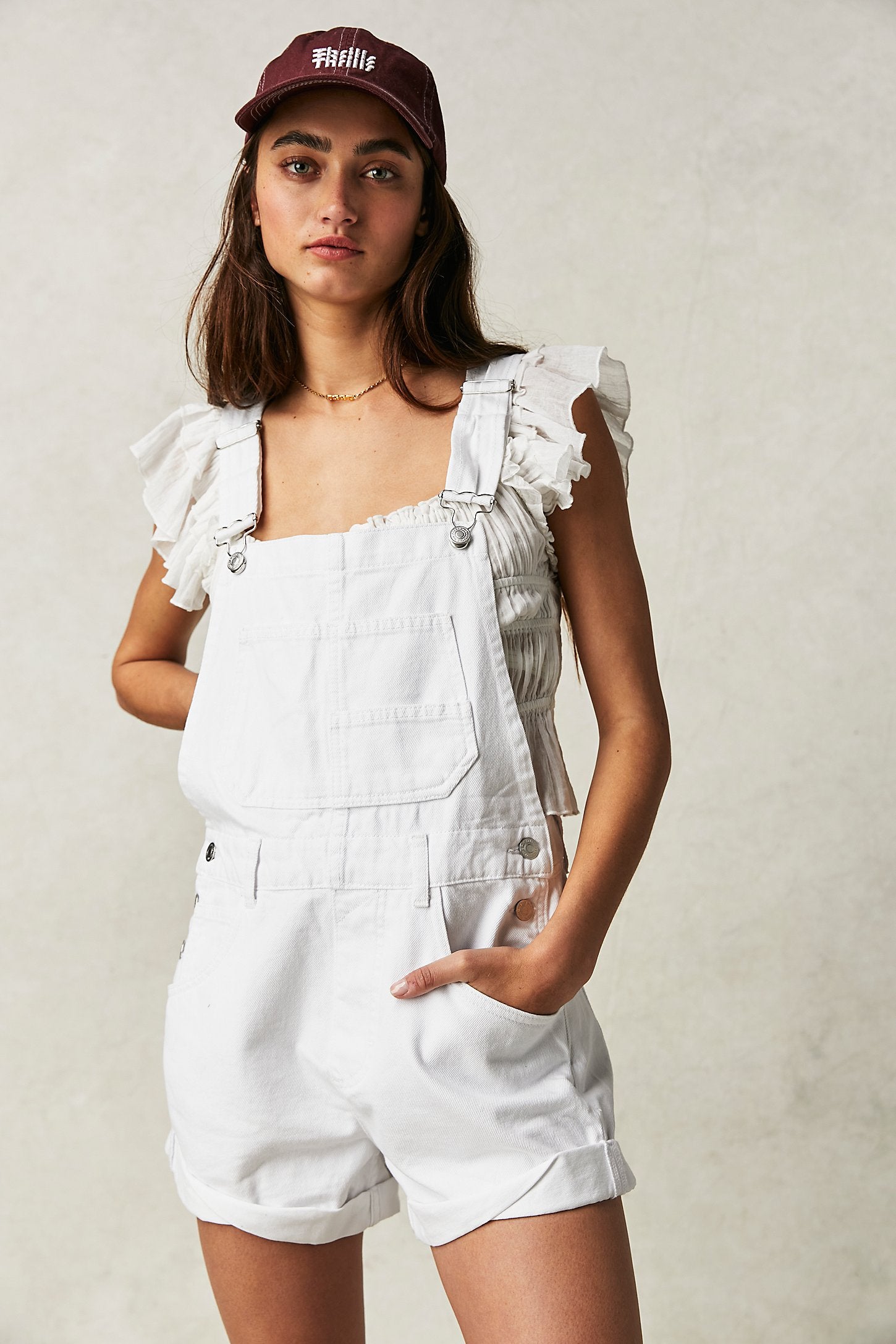 Free People We The Free Ziggy Shortalls - Optic White | Sun… – Sun
