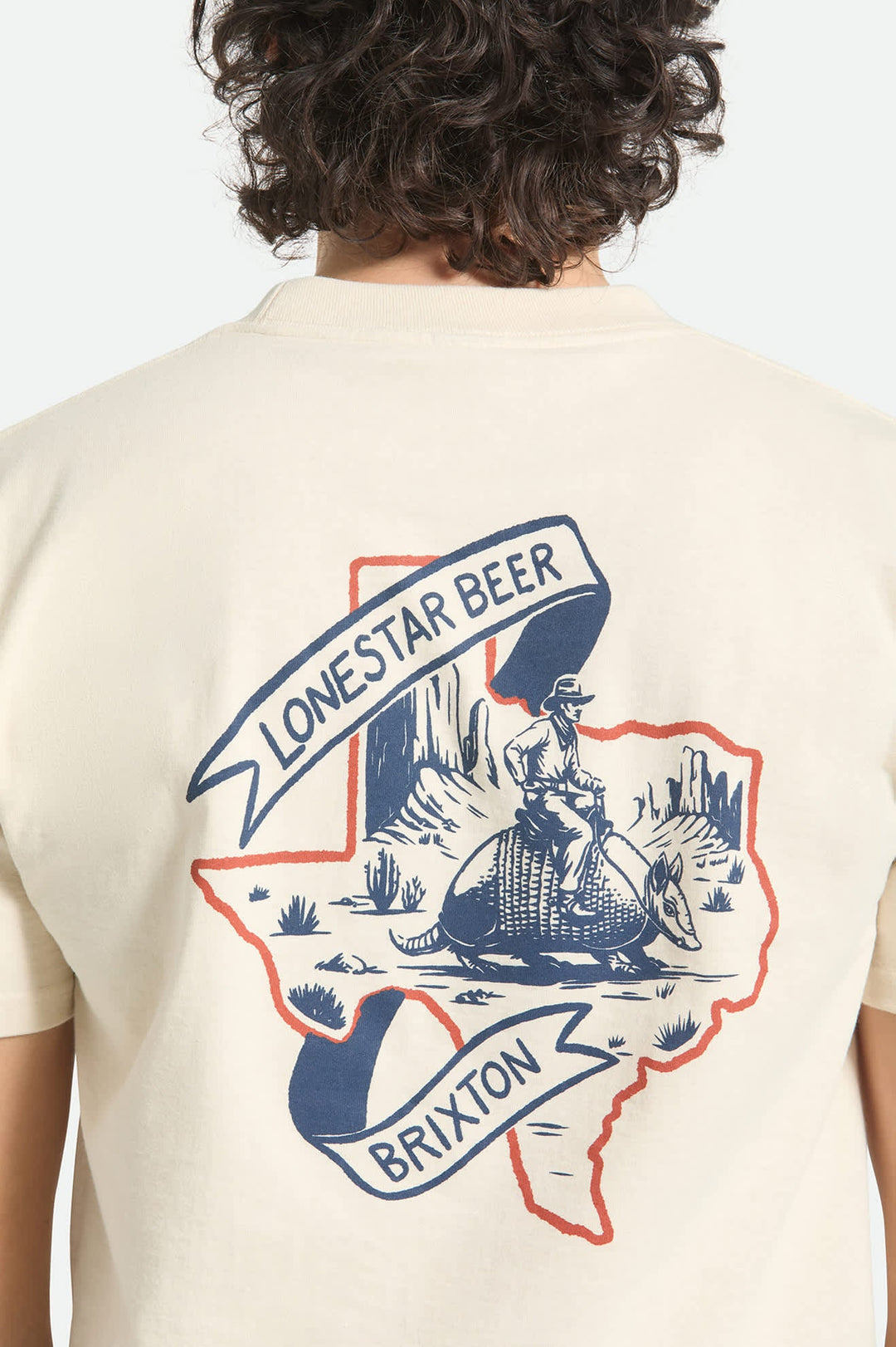 Brixton Men's Lone Star Armadillo Short Sleeve Standard T-Shirt - Cream - Sun Diego Boardshop