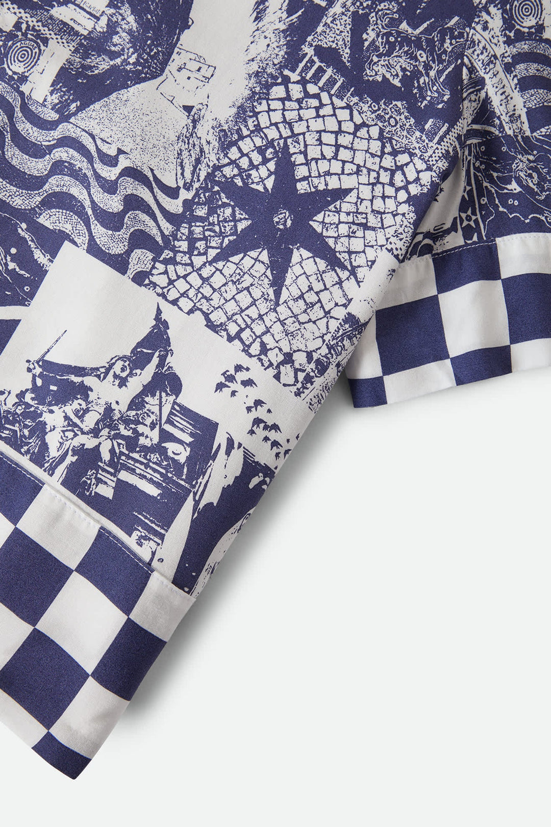 Brixton Women's The Omar Button Down Short Sleeve Shirt - Navy/White Collage - Sun Diego Boardshop