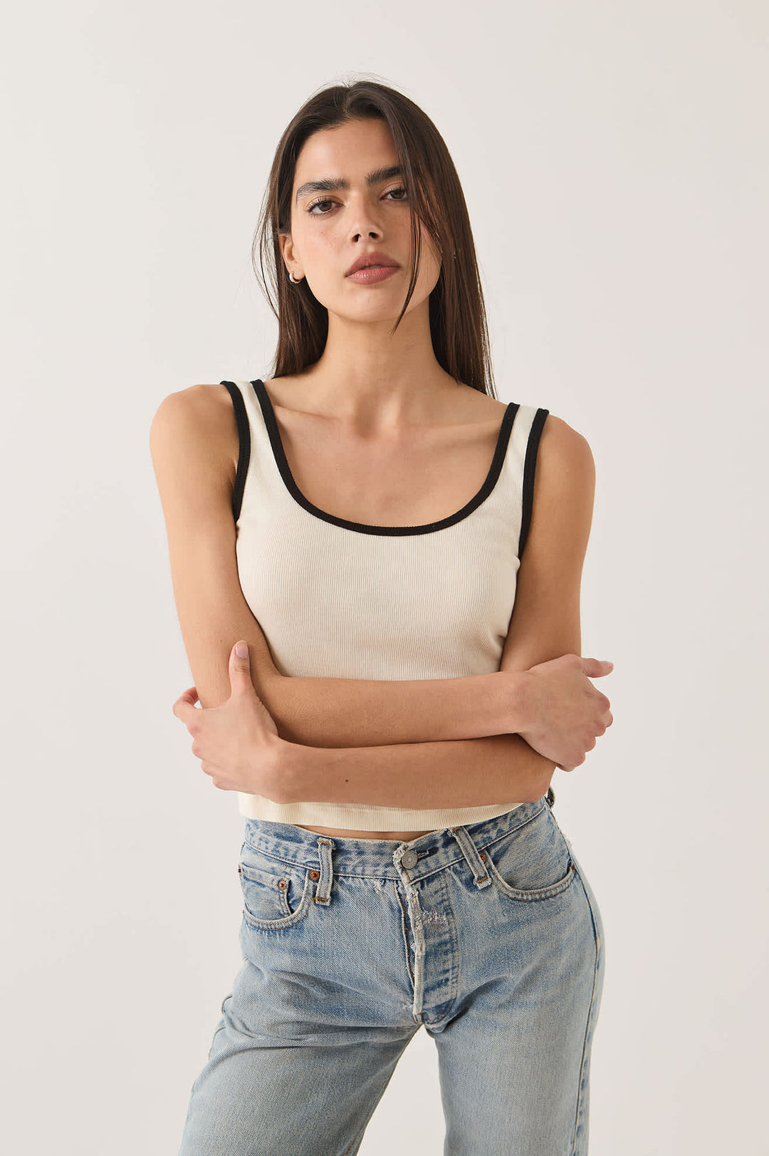 Brixton Women's Ringer Organic A-Tank - Off White/Black - Sun Diego Boardshop