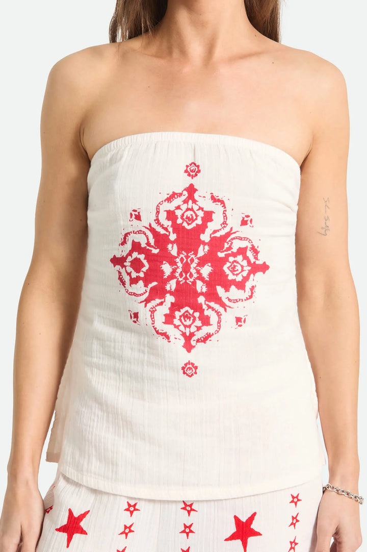 Brixton Women's The Lola Tube Top - Off White/Robust Red - Sun Diego Boardshop