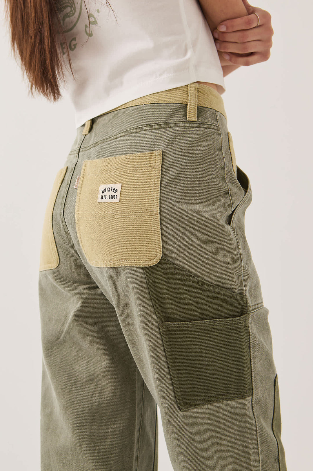 Brixton Women's Essex Patchwork Painter Pant - Vintage Olive Patchwork - Sun Diego Boardshop