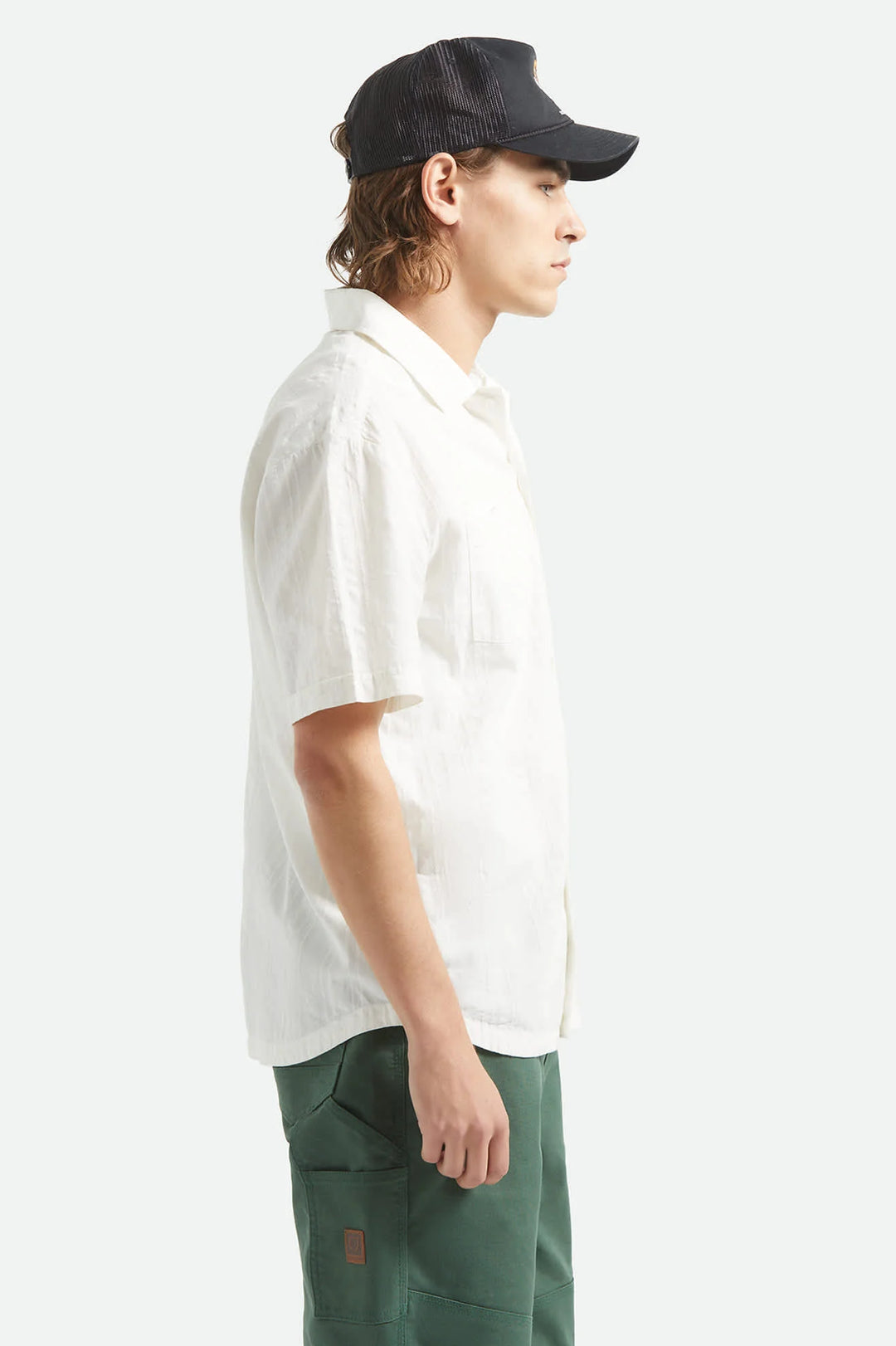 Brixton Men's Vintage Short Sleeve Shirt - Off White Jacquard Stripe - Sun Diego Boardshop