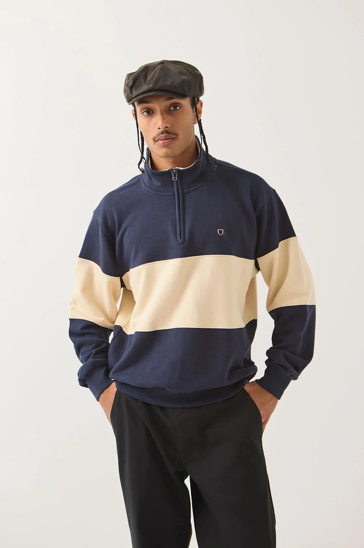Brixton Men's Danville Quarter Zip Fleece - Navy/Whitecap - Sun Diego Boardshop