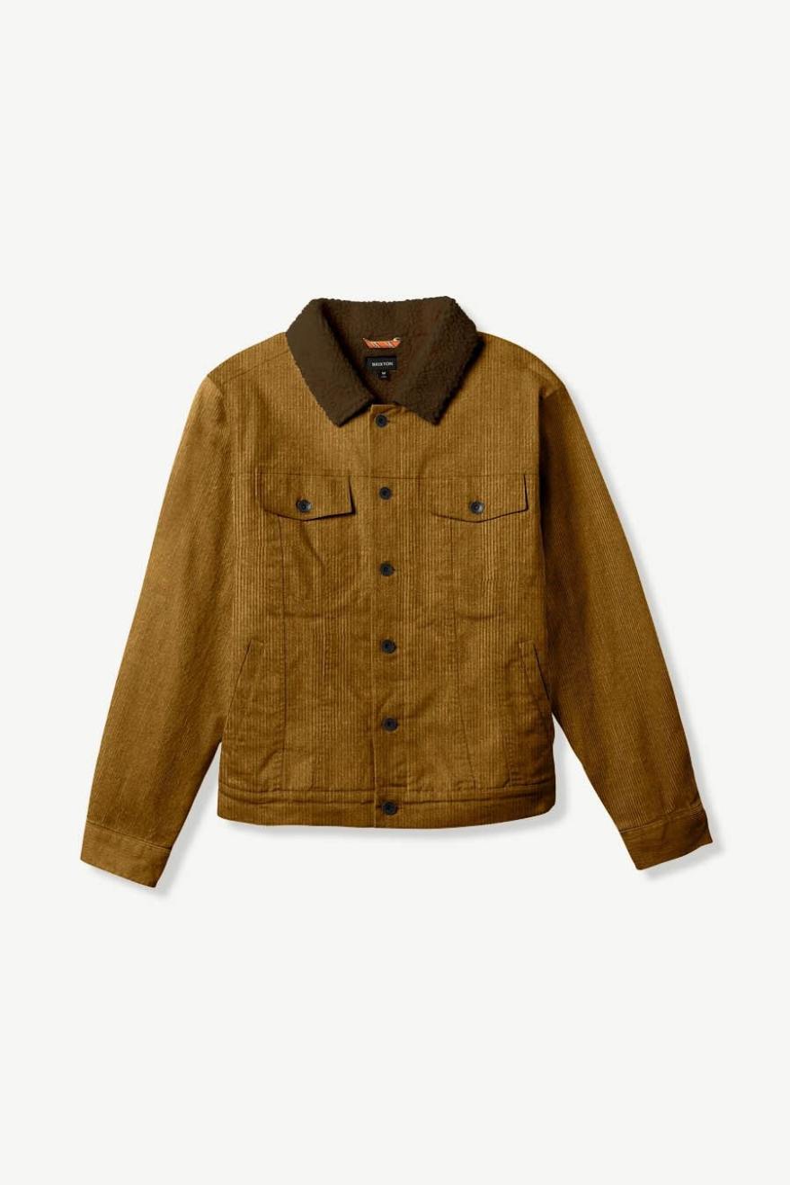 Builders Cable Stretch Sherpa Lined Trucker Jacket - Khaki Cord - Sun Diego Boardshop