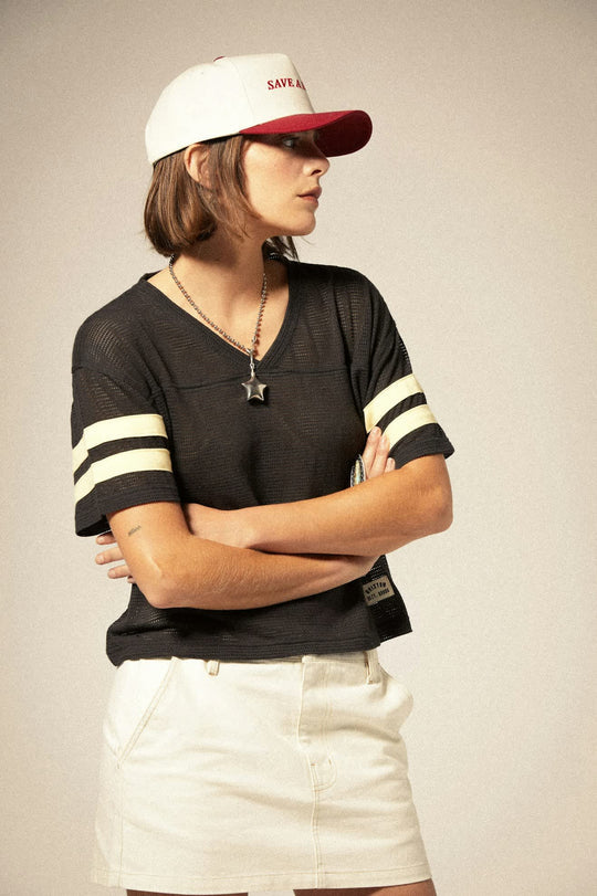 Brixton Varsity Football Mesh T-Shirt - WASHED BLACK - Sun Diego Boardshop