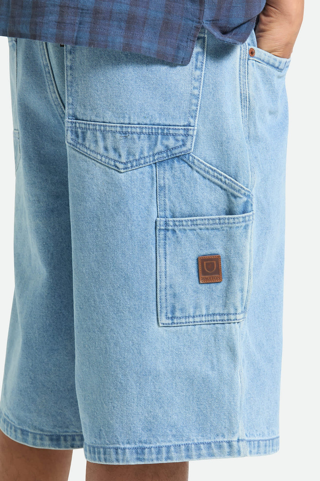 Brixton Men's Builders Carpenter Baggy Short - Washed Blue Denim - Sun Diego Boardshop