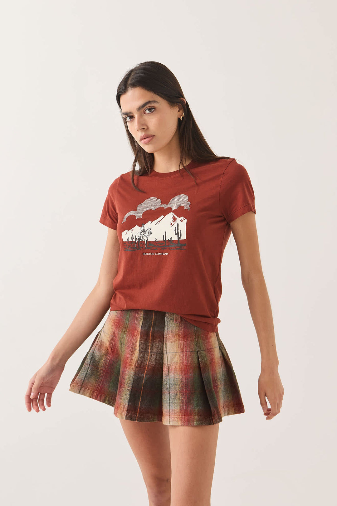Brixton Women's Great Springs Slim Crew T-Shirt - Dark Brick - Sun Diego Boardshop