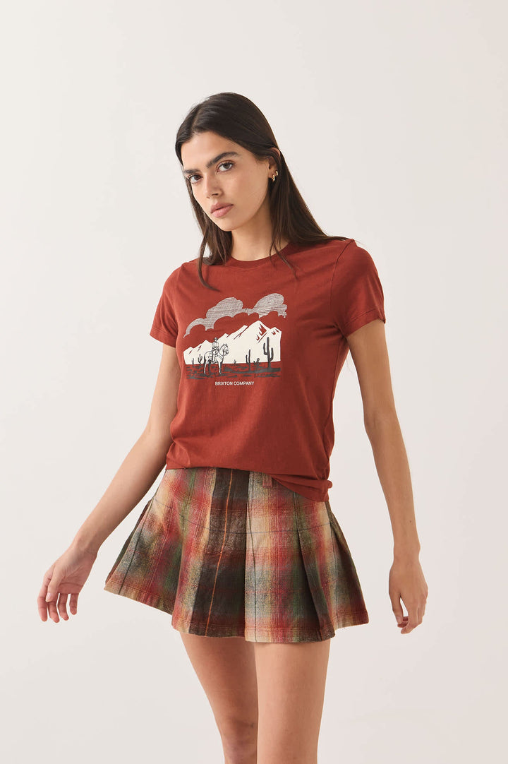Brixton Women's Great Springs Slim Crew T-Shirt - Dark Brick - Sun Diego Boardshop