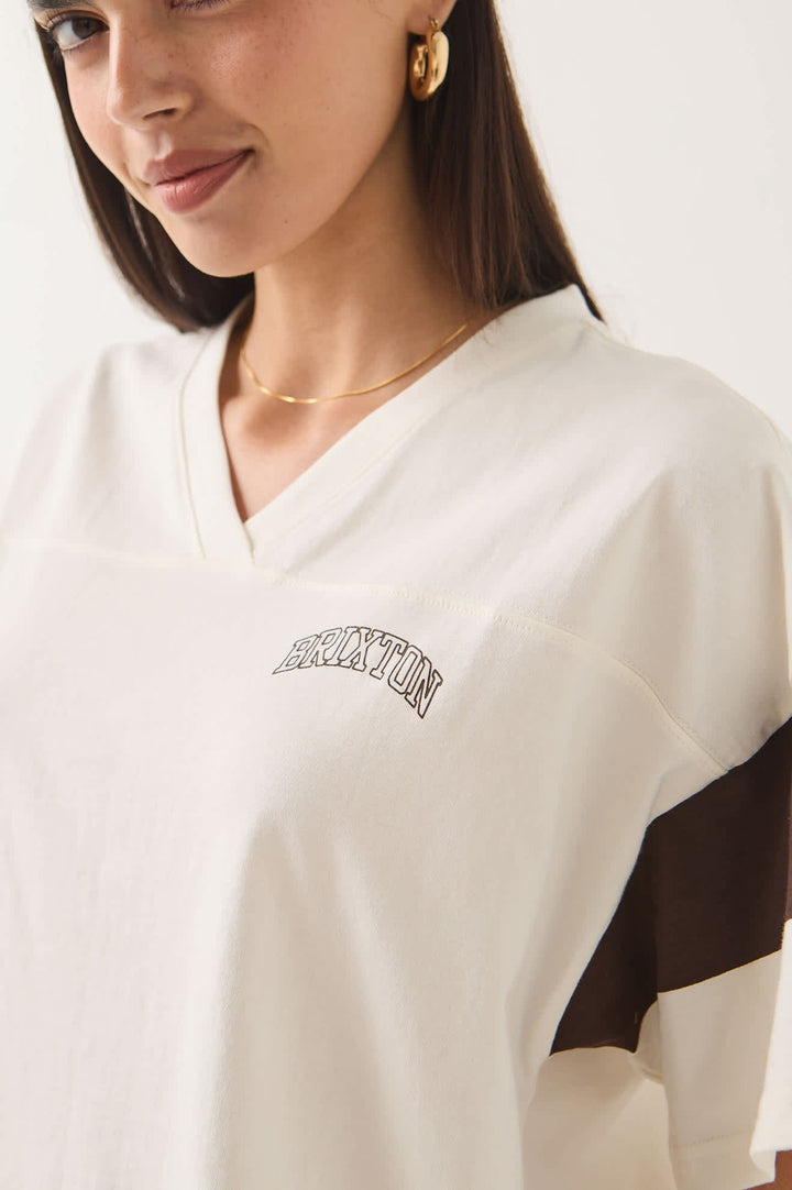 Brixton Women's Boxy Cropped Football T-Shirt - Off White - Sun Diego Boardshop