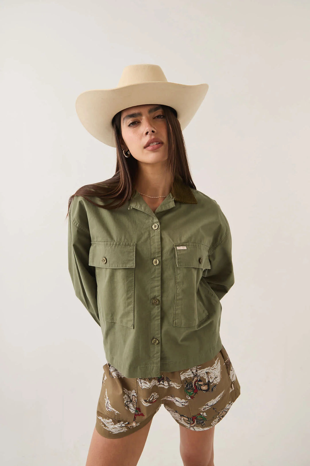 Brixton Women's Utopia Overshirt - Washed Olive Surplus - Sun Diego Boardshop