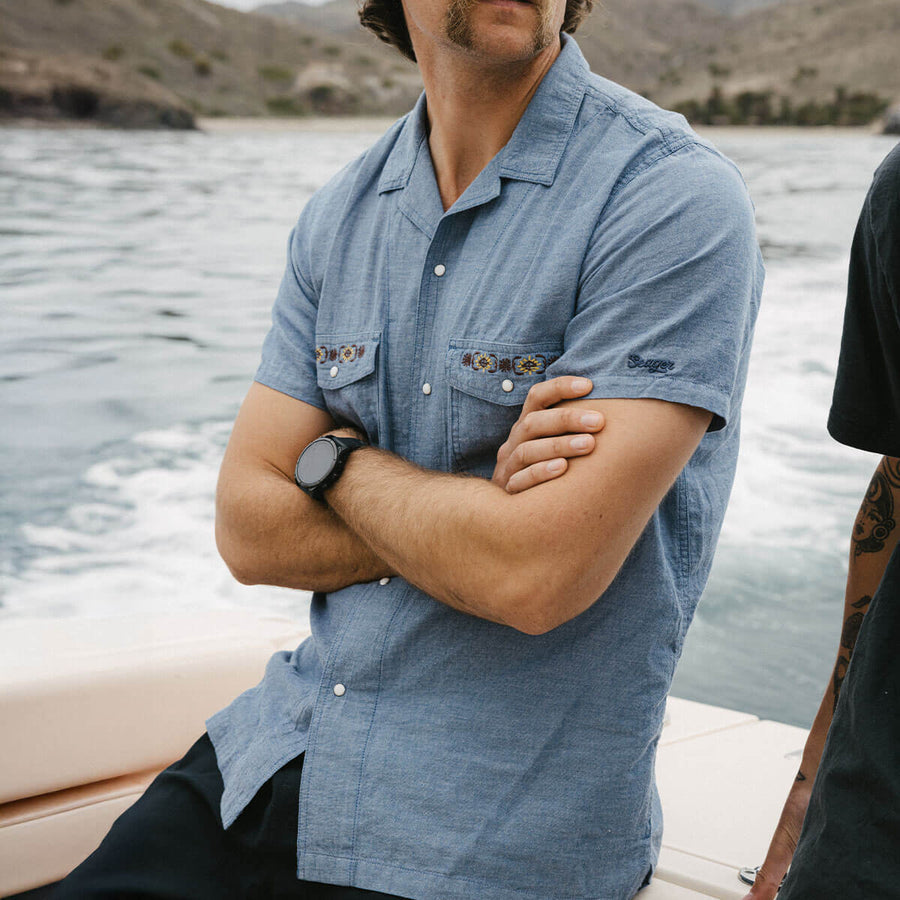 Seager Whippersnapper Short Sleeve Shirt - Light Wash Chambray - Sun Diego Boardshop