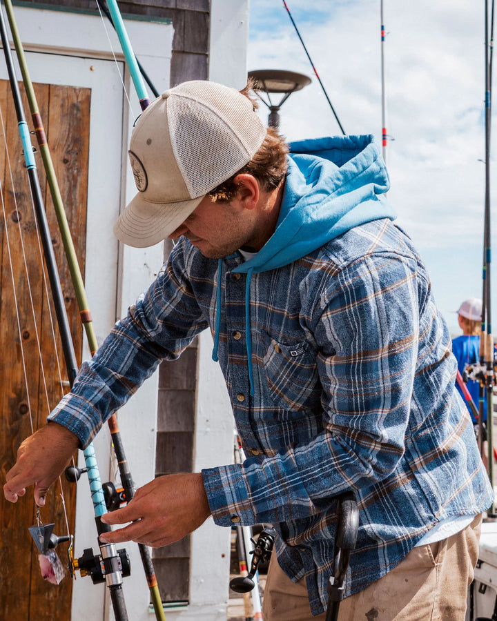 Salty Crew Whitewash Hooded Flannel - Midnight Navy - Sun Diego Boardshop