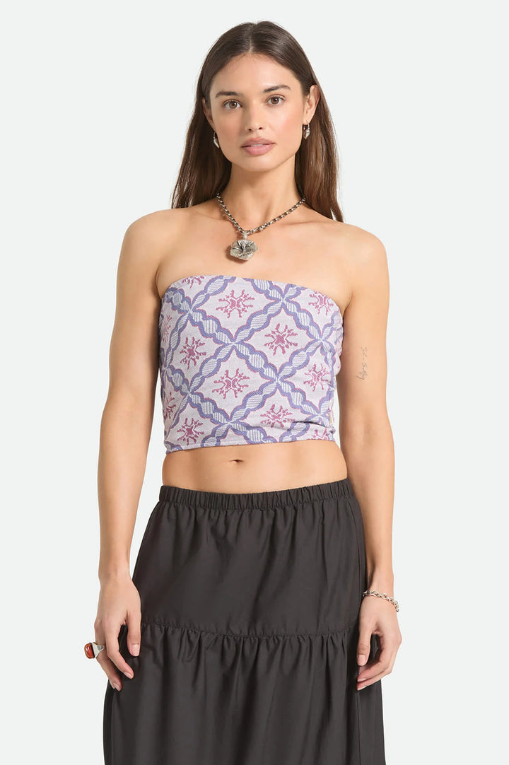 Brixton Women's Hot To Go Tube Top - Off White/Blue Tile - Sun Diego Boardshop