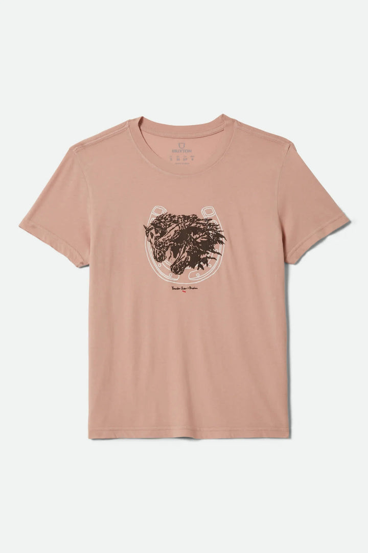 Brixton Women's Pony Club Slim Crew T-Shirt - Silver Pink - Sun Diego Boardshop