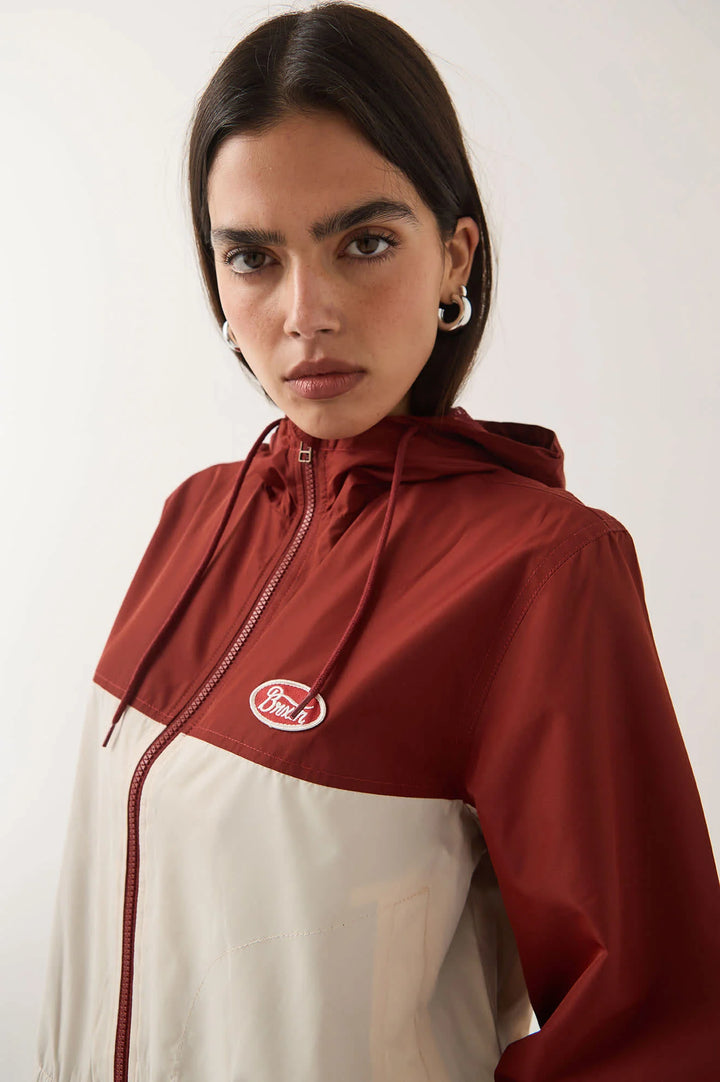 Brixton Women's Parsons Lightweight Hooded Windbreaker - Dark Brick/Whitecap - Sun Diego Boardshop