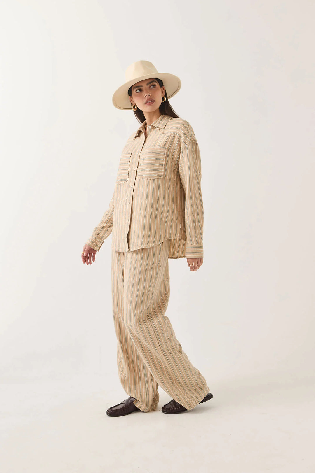 Brixton Women's Wayne Shirt - Sand Stripe - Sun Diego Boardshop