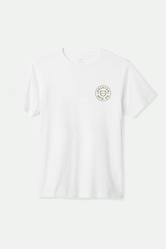 Brixton Crest II S/S Standard T-Shirt - WHITE/LIGHT BROWN/SLATE - Sun Diego Boardshop