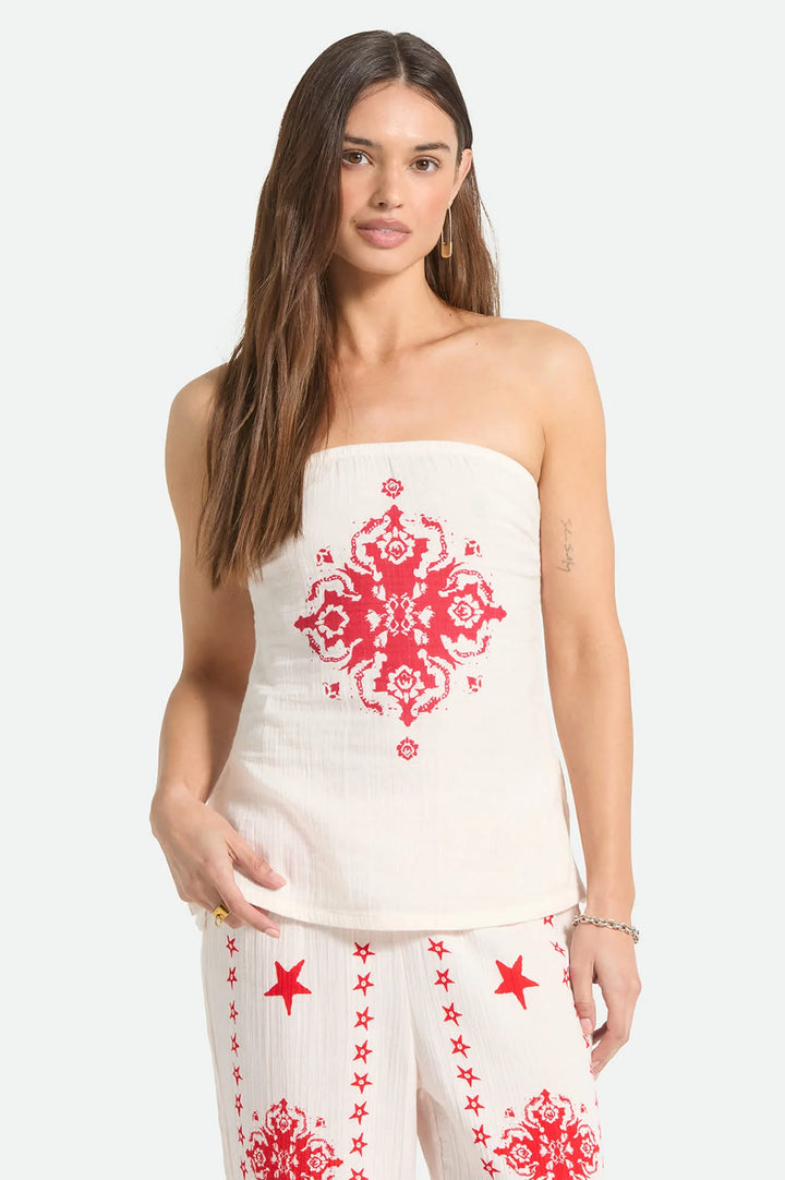 Brixton Women's The Lola Tube Top - Off White/Robust Red - Sun Diego Boardshop