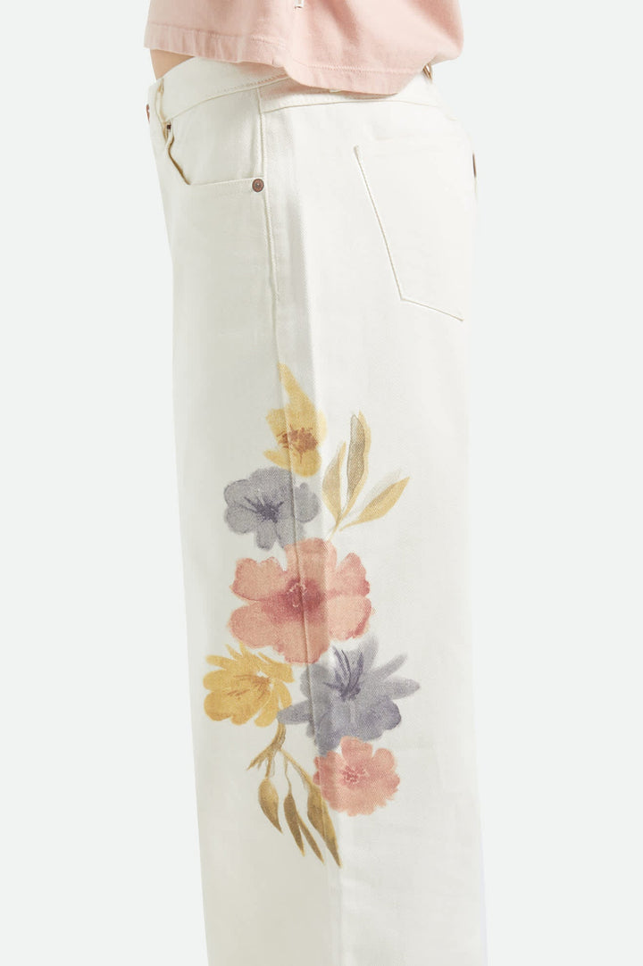 Brixton Women's The Chloe 5-Pocket Pant - Off White Floral Burst - Sun Diego Boardshop