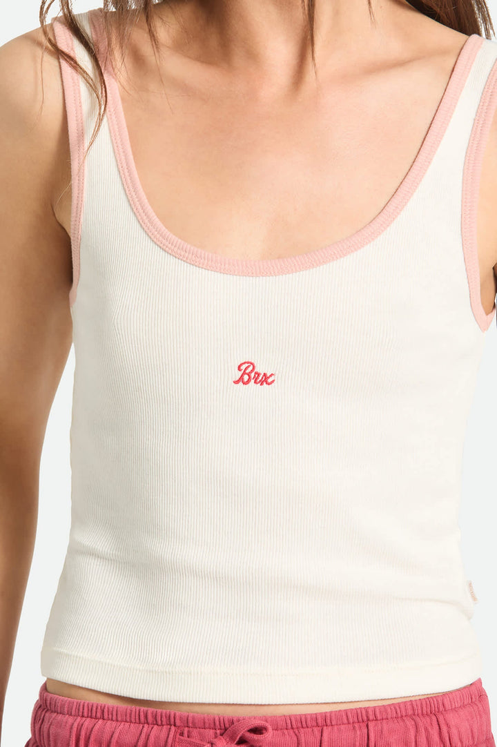 Brixton Women's Ringer Organic A-Tank - Off White/Silver Pink - Sun Diego Boardshop