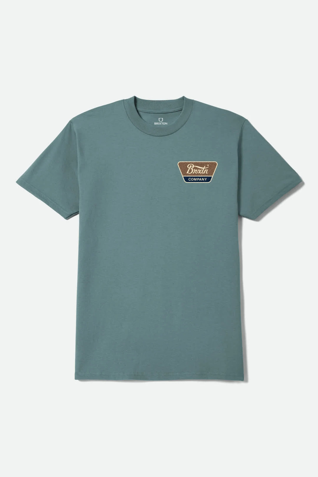 Brixton Men's Linwood Short Sleeve Standard T-Shirt - Ocean Breeze/Brown/Dark Navy - Sun Diego Boardshop