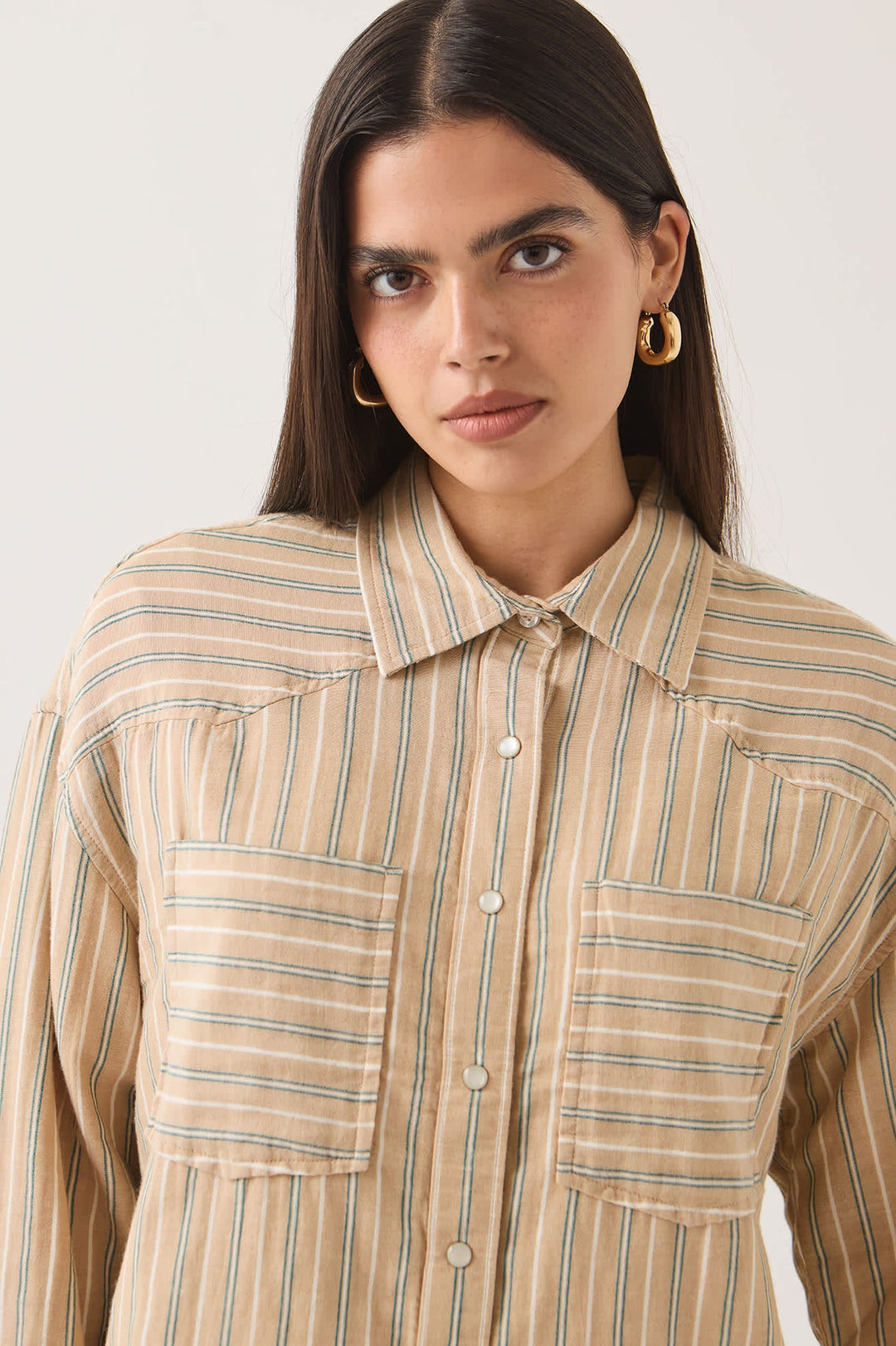 Brixton Women's Wayne Shirt - Sand Stripe - Sun Diego Boardshop