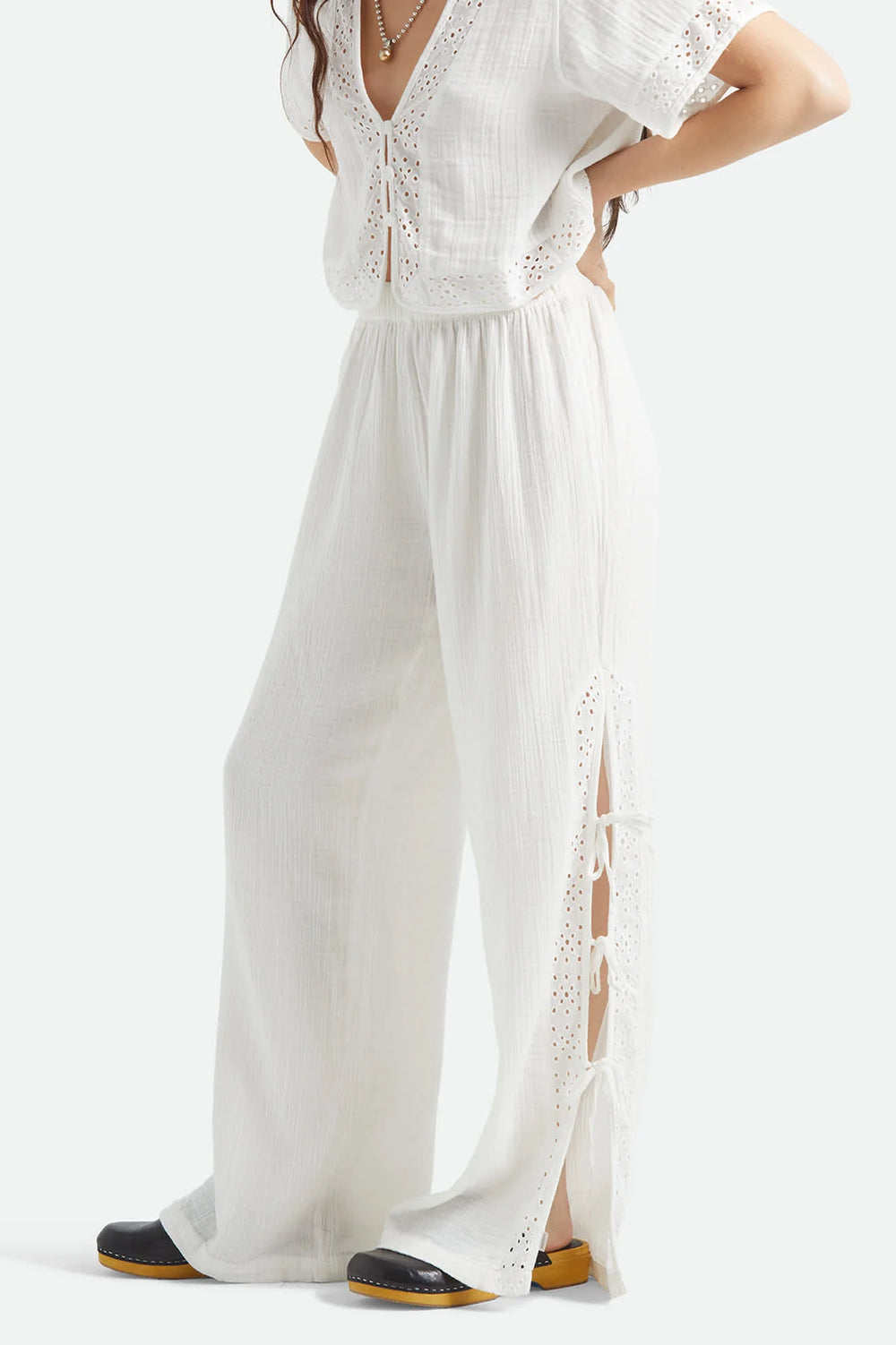 Brixton Seaside Eyelet Wide Leg Pant - Off White Eyelet - Sun Diego Boardshop