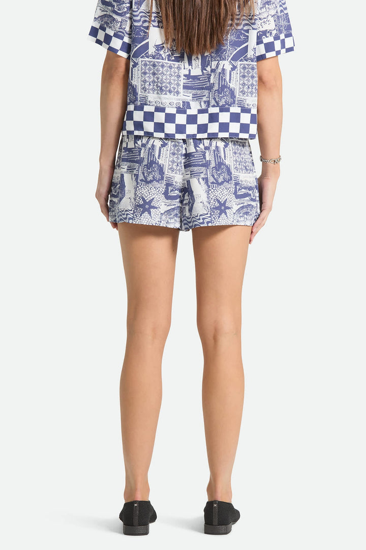 Brixton Women's Post Playa E-Waist Short - Navy/White Collage - Sun Diego Boardshop