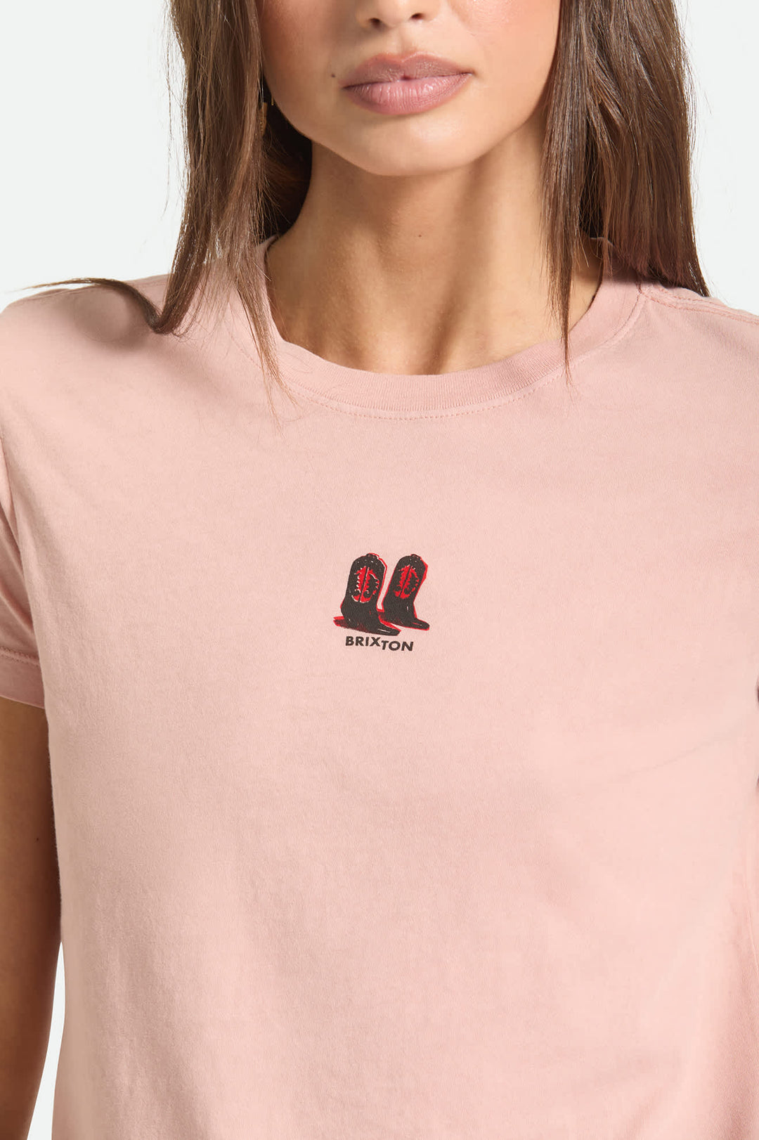 Brixton Women's Two Boots Slim Crew T-Shirt - Silver Pink - Sun Diego Boardshop